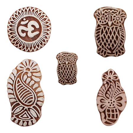 Set of 5 Piece New Mix Wooden Printing Blocks